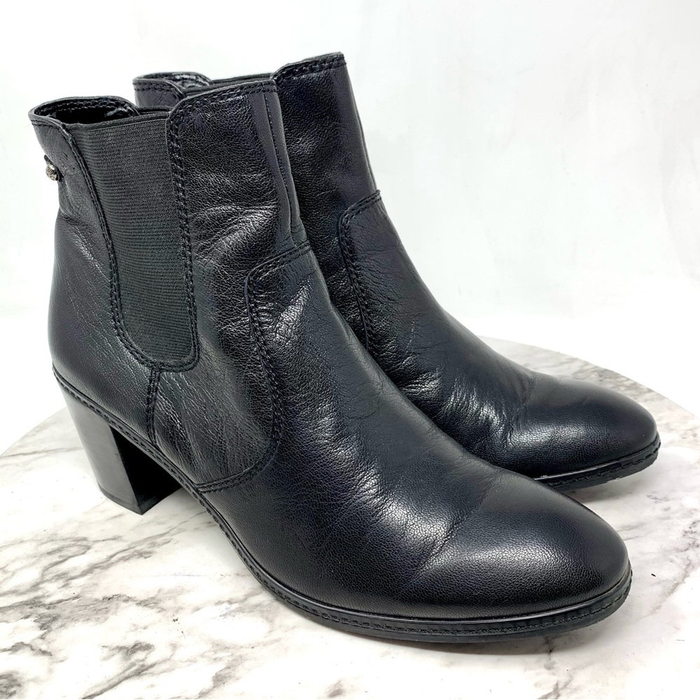 Anne Klein Bunty Black Leather Chelsea Boots 8.5 Classic Preppy Academia Neutral - Picture 1 of 14